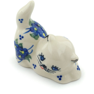 Polish Pottery Cat Figurine 2&quot; Poppy Triad