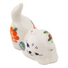 Polish Pottery Cat Figurine 2&quot; Red Blossom
