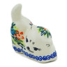 Polish Pottery Cat Figurine 2&quot; Ring Of Flowers UNIKAT