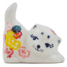 Polish Pottery Cat Figurine 2&quot; Starburst Blooms