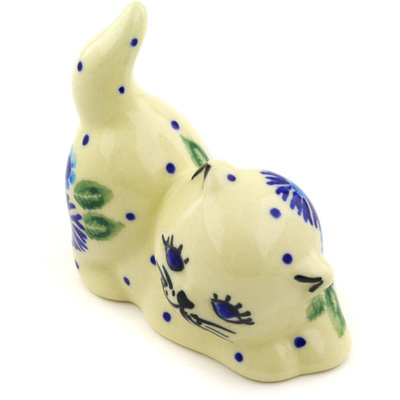 Polish Pottery Cat Figurine 3&quot; Aster Patches