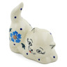 Polish Pottery Cat Figurine 3&quot; Blue Cornflower