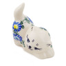 Polish Pottery Cat Figurine 3&quot; Blue Thistle Beauty