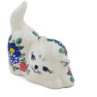 Polish Pottery Cat Figurine 3&quot; Bold Sights UNIKAT