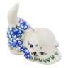 Polish Pottery Cat Figurine 3" Fields Of Glory