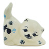 Polish Pottery Cat Figurine 3&quot; Kitty Paw Play Time
