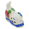 Polish Pottery Cat Figurine 3&quot; Maroon Blossoms UNIKAT