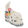 Polish Pottery Cat Figurine 3&quot; Spring Flower Ring