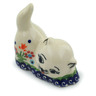 Polish Pottery Cat Figurine 3&quot; Spring Flowers