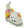 Polish Pottery Cat Figurine 3&quot; Starburst Blooms