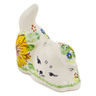 Polish Pottery Cat Figurine 3&quot; Sunflower Yellow Petal Bliss UNIKAT