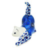 Polish Pottery Cat Figurine 4&quot; Cobalt Poppies UNIKAT