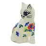 Polish Pottery Cat Figurine 4&quot; Cobalt Water Meadow UNIKAT