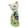 Polish Pottery Cat Figurine 4&quot; Flor-de-lis UNIKAT