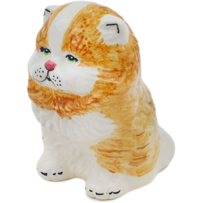 Polish Pottery Cat Figurine 4&quot; Happy Dots