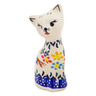 Polish Pottery Cat Figurine 4&quot; Spring Flower Ring