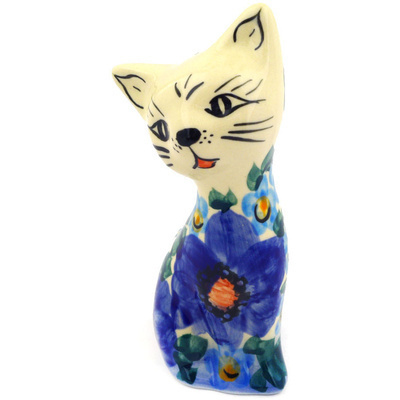 Polish Pottery Cat Figurine 4&quot; UNIKAT