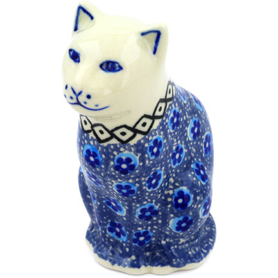 Polish Pottery Cat Figurine 5&quot; Abra Cadabra