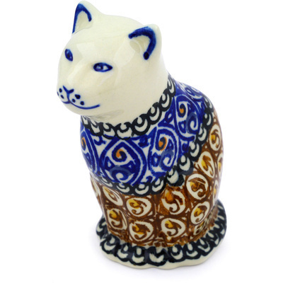 Polish Pottery Cat Figurine 5&quot; Amber Shores UNIKAT