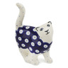 Polish Pottery Cat Figurine 5&quot; Blue Eyes