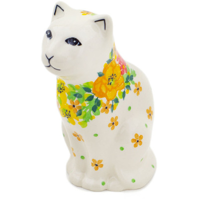 Polish Pottery Cat Figurine 5&quot; Bright Spring UNIKAT