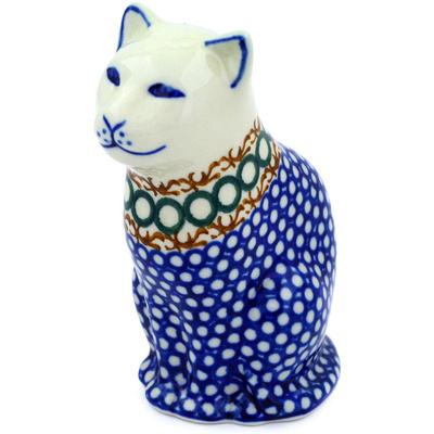Polish Pottery Cat Figurine 5&quot;