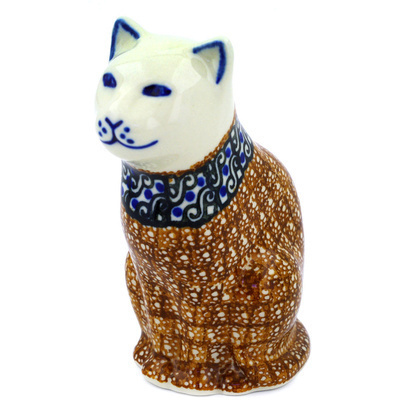 Polish Pottery Cat Figurine 5&quot;