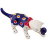Polish Pottery Cat Figurine 5&quot; Heart Disco UNIKAT