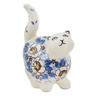 Polish Pottery Cat Figurine 5&quot; Pansy Parade UNIKAT