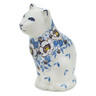 Polish Pottery Cat Figurine 5&quot; Pansy Parade UNIKAT