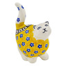 Polish Pottery Cat Figurine 5&quot; Sunburst Daisies