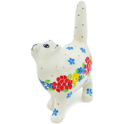 Polish Pottery Cat Figurine 5&quot; Sunny Spring