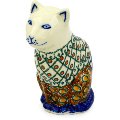 Polish Pottery Cat Figurine 5&quot; Turkish Delight UNIKAT