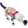 Polish Pottery Cat Figurine 5&quot; Wave Of Flowers