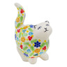 Polish Pottery Cat Figurine 5&quot; Winter Sprinkles UNIKAT