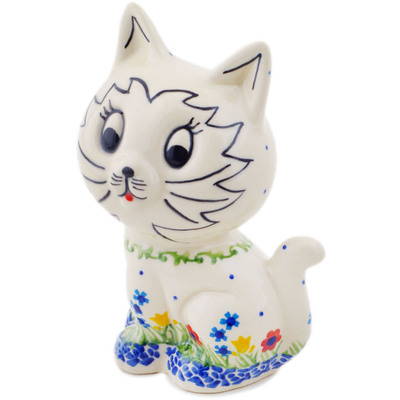 Polish Pottery Cat Figurine 6&quot; Primary Spring