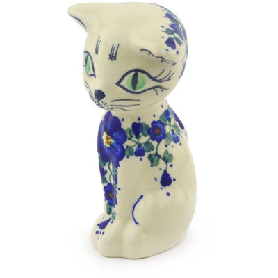 Polish Pottery Cat Figurine 6&quot; UNIKAT