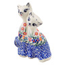 Polish Pottery Cat Figurine 7&quot; Blissful Daisy