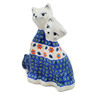 Polish Pottery Cat Figurine 7&quot; Daisy Stitches