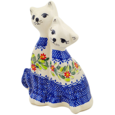 Polish Pottery Cat Figurine 7&quot; Elegant Garland