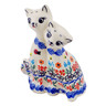 Polish Pottery Cat Figurine 7&quot; Fanciful Ladybug