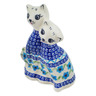 Polish Pottery Cat Figurine 7" Greek Daisies