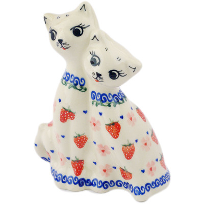 Polish Pottery Cat Figurine 7&quot;
