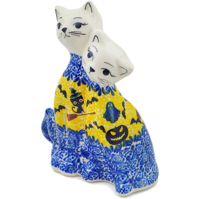 Polish Pottery Cat Figurine 7&quot; Halloween Evening