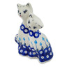Polish Pottery Cat Figurine 7&quot; Peacock Tulip Garden