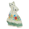 Polish Pottery Cat Figurine 7&quot; Ring Of Meadow Flowers