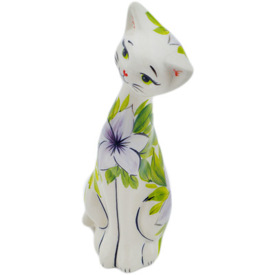 Polish Pottery Cat Figurine 7&quot; Spring Forth