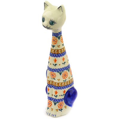 Polish Pottery Cat Figurine 8" Amarillo