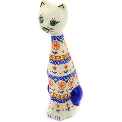 Polish Pottery Cat Figurine 8&quot; Amarillo