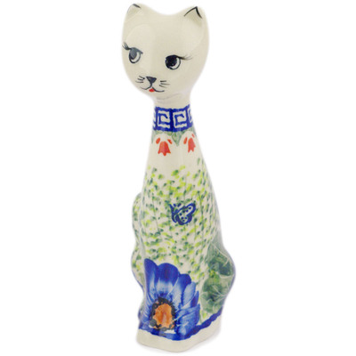 Polish Pottery Cat Figurine 8&quot; Brilliant Butterfly Popp UNIKAT